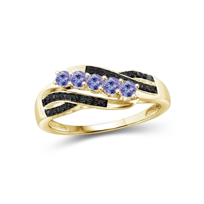 Обручальное кольцо 1 CZ карата Tanzanite и акцента белое стерлинговое серебряное