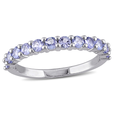 валик 2 ct отрезал кольцо венчика Tanzanite в стерлинговом серебре - Handmade обручальном кольце