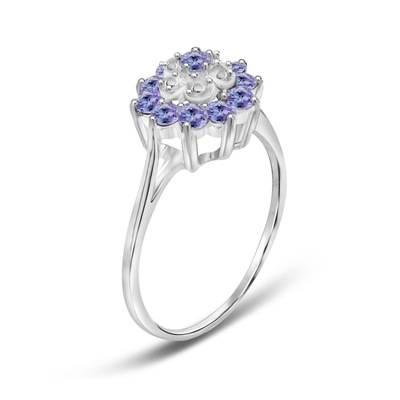 Ювелирные изделия кольца кольца Tanzanite клуба ювелиров дизайна цветка ветви стерлинговые серебряные с белым акцентом CZ
