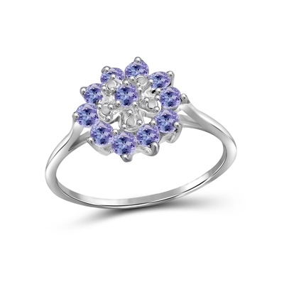 Ювелирные изделия кольца кольца Tanzanite клуба ювелиров дизайна цветка ветви стерлинговые серебряные с белым акцентом CZ
