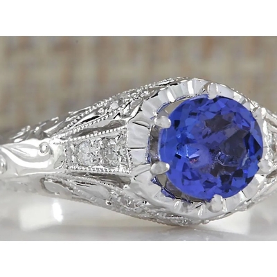 Естественное сымитированное кольцо Tanzanite в стерлинговом серебре - Artsy обручальном кольце альтернативы - Handmade обручальное кольцо
