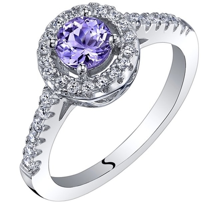Кольцо обхода топаза 925 Tanzanite круга короля 0,87 Ct камня самоцвета голубые белые стерлинговое серебряное