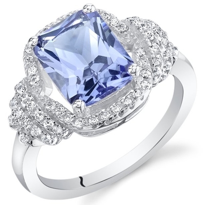 Prong 1,25 карата 4 кольцо Ovate естественного CZ Tanzanite и акцента белое стерлинговое серебряное