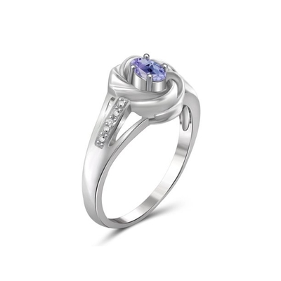 Prong 1,25 карата 4 кольцо Ovate естественного CZ Tanzanite и акцента белое стерлинговое серебряное