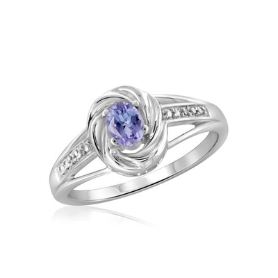 Prong 1,25 карата 4 кольцо Ovate естественного CZ Tanzanite и акцента белое стерлинговое серебряное