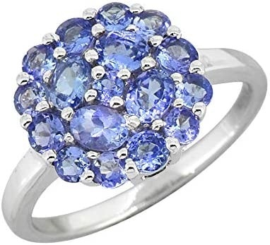 0,25 карата Tanzanite со стерлинговыми серебряными ювелирными изделиями кольца с белым акцентом CZ
