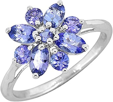0,25 карата Tanzanite со стерлинговыми серебряными ювелирными изделиями кольца с белым акцентом CZ