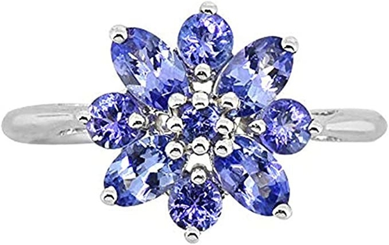 0,25 карата Tanzanite со стерлинговыми серебряными ювелирными изделиями кольца с белым акцентом CZ