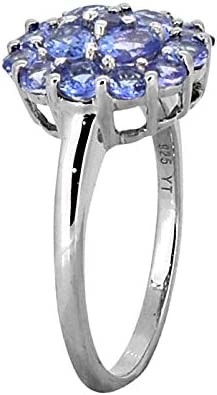 0,25 карата Tanzanite со стерлинговыми серебряными ювелирными изделиями кольца с белым акцентом CZ