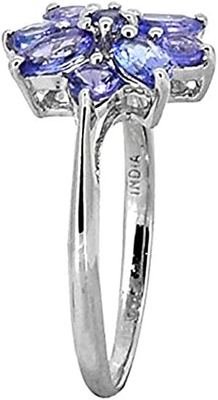 0,25 карата Tanzanite со стерлинговыми серебряными ювелирными изделиями кольца с белым акцентом CZ