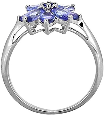 0,25 карата Tanzanite со стерлинговыми серебряными ювелирными изделиями кольца с белым акцентом CZ
