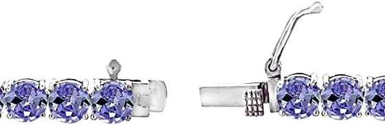 24,70 CTW естественное Tanzanite и браслет CZ в твердом белом золоте 14K