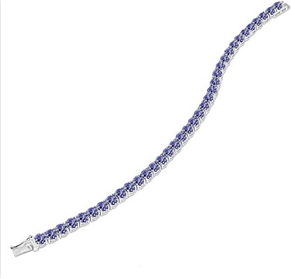 24,70 CTW естественное Tanzanite и браслет CZ в твердом белом золоте 14K