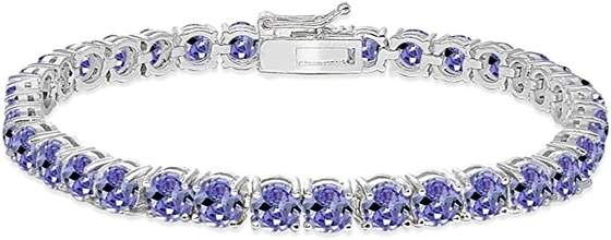 24,70 CTW естественное Tanzanite и браслет CZ в твердом белом золоте 14K