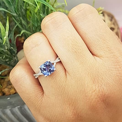 1,5 плакировка белого золота обручального кольца In18K Tanzanite карата естественная над серебром