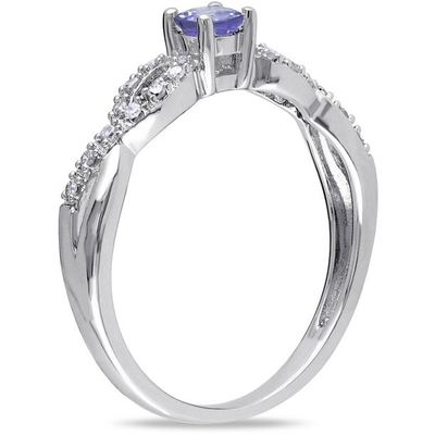 1,5 плакировка белого золота обручального кольца In18K Tanzanite карата естественная над серебром