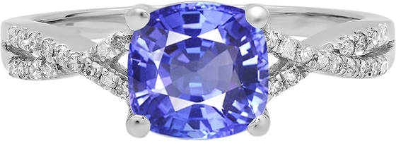 Tanzanite &amp; белый Лаборатори-созданный положенный в коробку сапфиром серебр набора стерлинговый