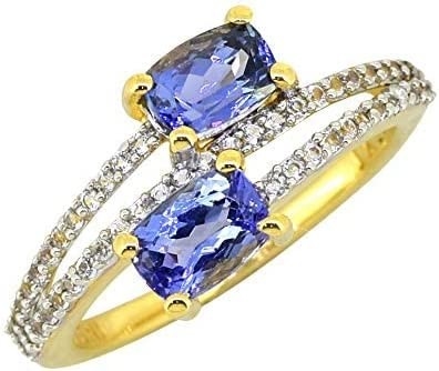 6,02 золото кольца 18K CTW естественное голубое Tanzanite твердое белое