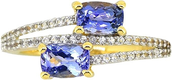 Подарки размера 8 кольца циркона Tanzanite Birthstone желтого золота платины женщин LC магазина голубые