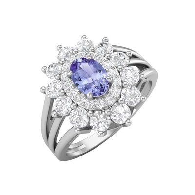 6,02 золото кольца 18K CTW естественное голубое Tanzanite твердое белое