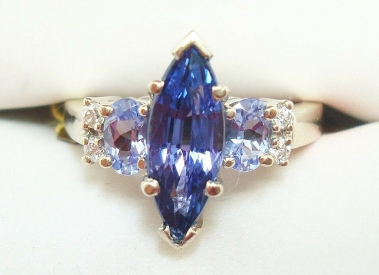 6,02 золото кольца 18K CTW естественное голубое Tanzanite твердое белое