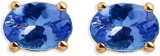 серьги Tanzanite овала белого золота 14k неподдельные естественные с CZ