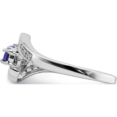 кольцо Tanzanite овала белого золота 14k неподдельное естественное с CZ