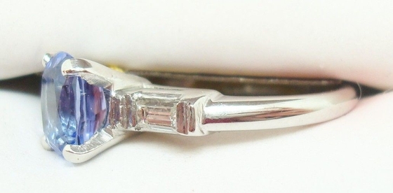 кольцо Tanzanite овала белого золота 14k неподдельное естественное с CZ