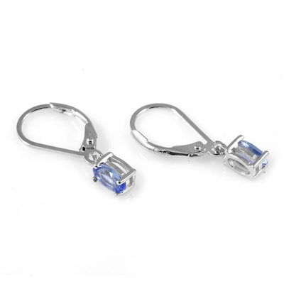 atural серебр ювелирных изделий драгоценной камня зажима серьги Tanzanite реальные чистые неподдельные 925 твердый стерлинговый