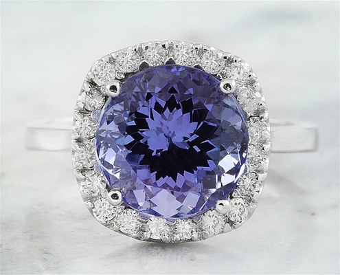 6,02 золото кольца 18K CTW естественное голубое Tanzanite твердое белое
