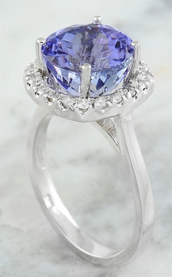 6,02 золото кольца 18K CTW естественное голубое Tanzanite твердое белое