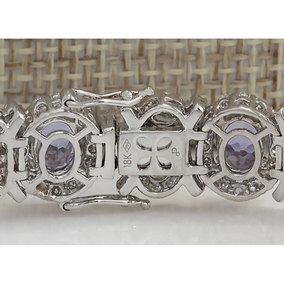 24,70 CTW естественное Tanzanite и браслет CZ в твердом белом золоте 14K