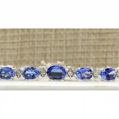 Браслета тенниса связи топаза Finecraft 16 Cttw серебр естественного Tanzanite белого стерлинговый