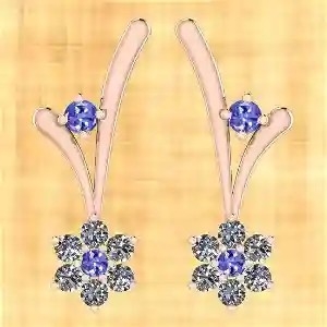 7,82 CTW естественное Tanzanite и серьги 14K CZ золото твердого тела желтое