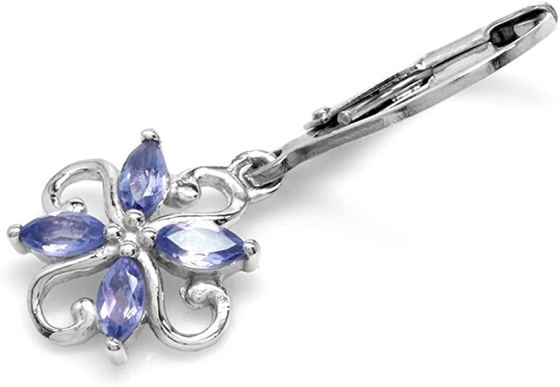0,5 ювелирные изделия кольца кольца JewelersClub Tanzanite дизайна цветка ветви карата стерлинговых серебряных с белым акцентом CZ