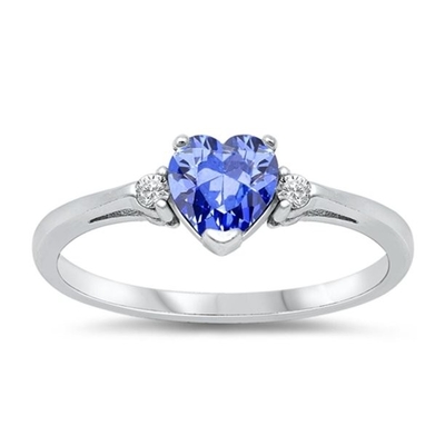 Карат Tanzanite 0,925 стерлинговых серебряных ювелирные изделия кольца с белым акцентом CZ