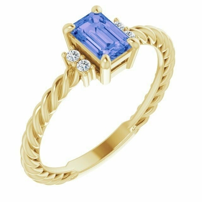 Карат Tanzanite 0,925 стерлинговых серебряных ювелирные изделия кольца с белым акцентом CZ
