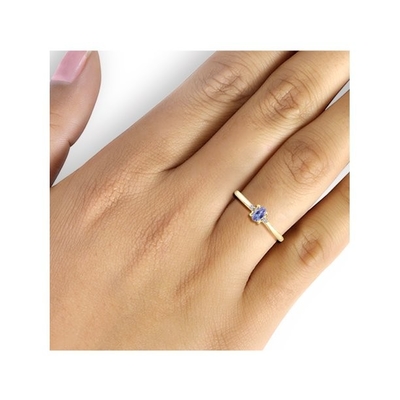 Обручальное кольцо веревочки Tanzanite 0.06CTW в желтом золоте 14K