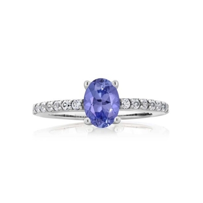 золото обручального кольца 14k Естественн Tanzanite 4mm принцессы Резать белое