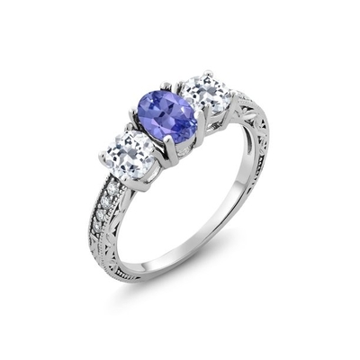 золото обручального кольца 14k Естественн Tanzanite 4mm принцессы Резать белое