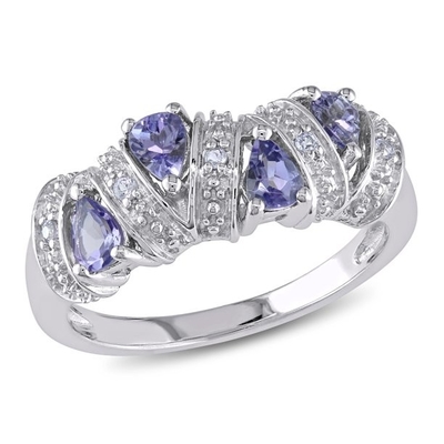 Со стерлинговым серебряным обручальным кольцом Tanzanite родия 925