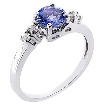 золото обручального кольца 14k Естественн Tanzanite 4mm принцессы Резать белое