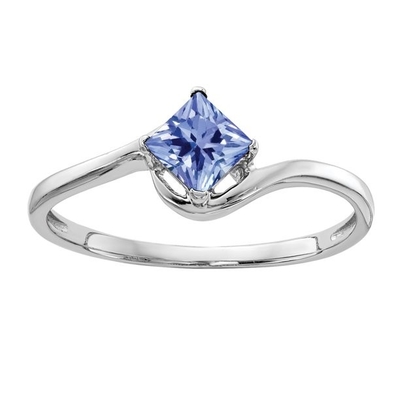 золото обручального кольца 14k Естественн Tanzanite 4mm принцессы Резать белое