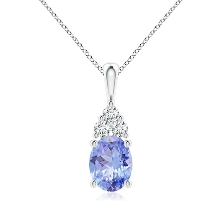 ожерелье естественного Tanzanite чистого золота 14K пасьянса Angara привесное для девушек женщин
