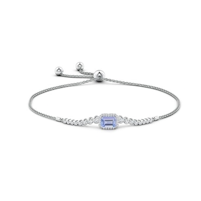 Регулируемый браслет ANGARA естественный Tanzanite для золота девушек 14K женщин белого