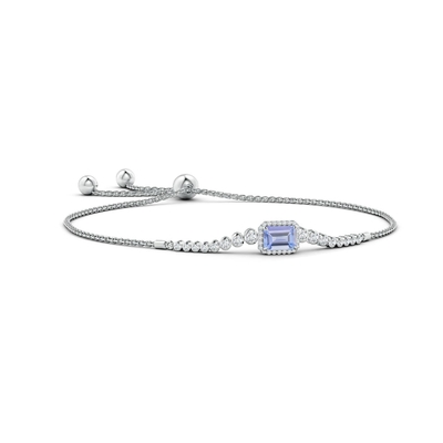 Регулируемый браслет ANGARA естественный Tanzanite для золота девушек 14K женщин белого