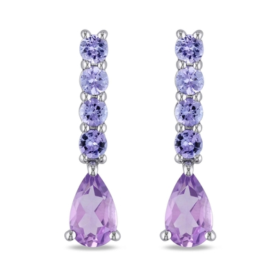 2,46 Ct. T.W. И 1/10 Ct. Серьги Leverback аметиста T.W. CZ в стерлинговом серебре