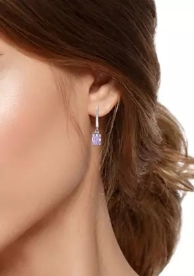 2,46 Ct. T.W. И 1/10 Ct. Серьги Leverback аметиста T.W. CZ в стерлинговом серебре