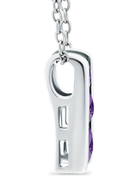 3/8 ct. t.w. Ожерелье лестницы аметиста 3-Stone привесное в стерлинговом серебре
