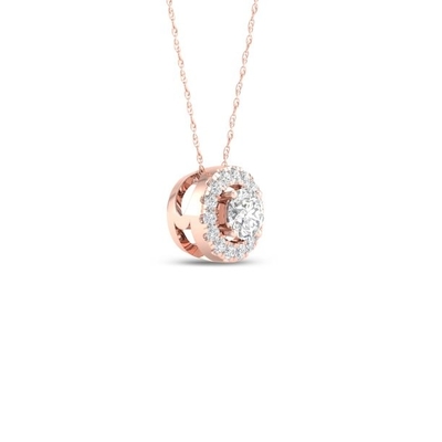 Ожерелье имперского венчика диаманта круга золота 1/6Ct TDW CZ 10k Роза привесное